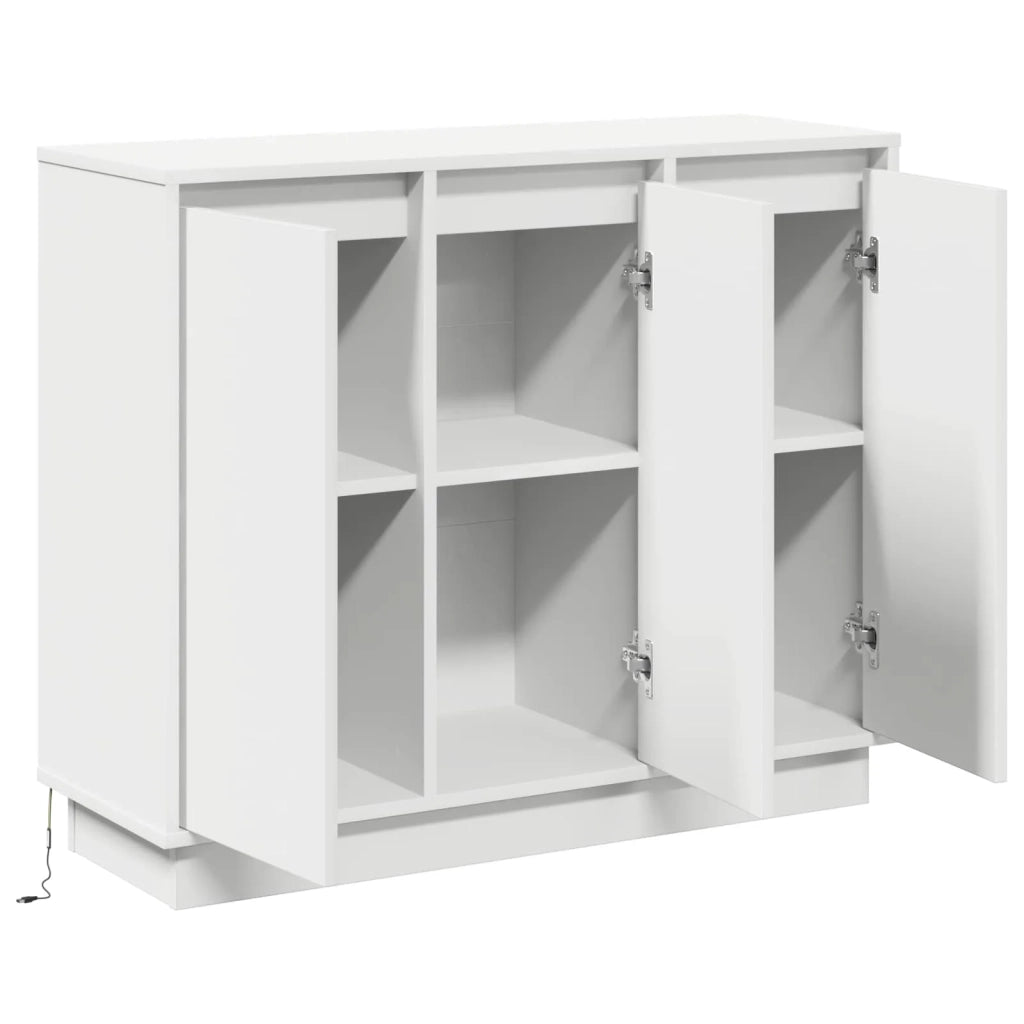 Credenza | Madia LED Bianco 90 x 32 x 75 cm Legno multistrato