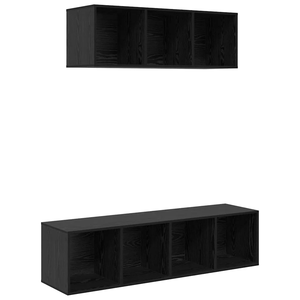 Set mobile TV 2 pz Rovere Nero Legno ingegnerizzato 3393355