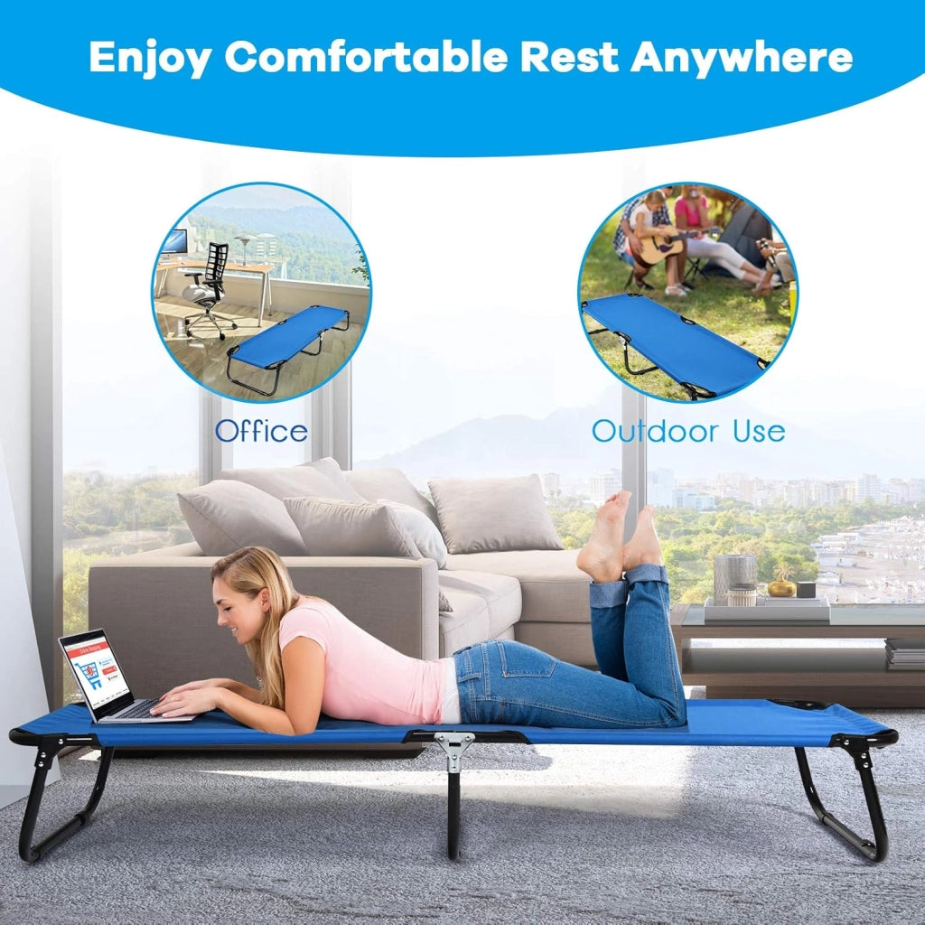 Letto Pieghevole per Campeggio, Letto Portatile con Base in Metallo per Interni ed Esterni, Capacità di Carico di 150 kg per Viaggi, Escursionismo, Pesca, 192x56x31cm