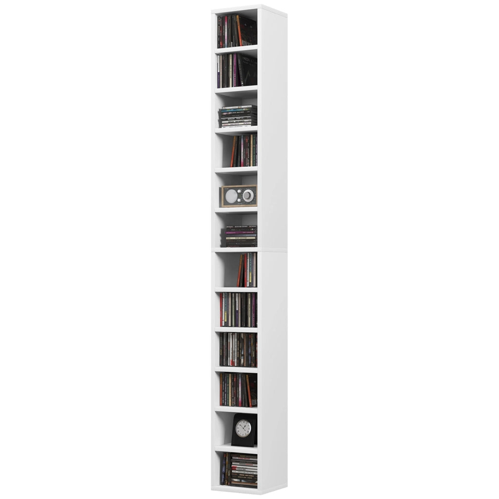 Mobile Porta CD DVD con 12 Scomparti ¨C Xylo ¨C Bianco 21x20x175 cm