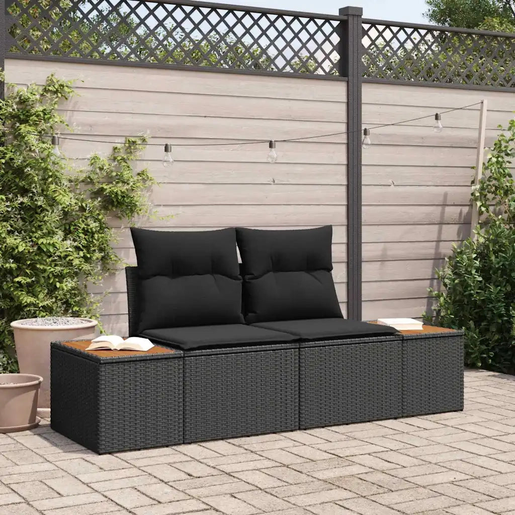 vidaXL Divano da giardino Nero 184 x 62 x 85cm polyrattan