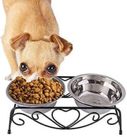 Ciotola Alimentare Elevata - Doppia Ciotola/Recipiente per Cani - Acciaio Inossidabile - Animali Domestici - Progettata per la Igiene - Adatta per Cani di Piccola/Media Taglia