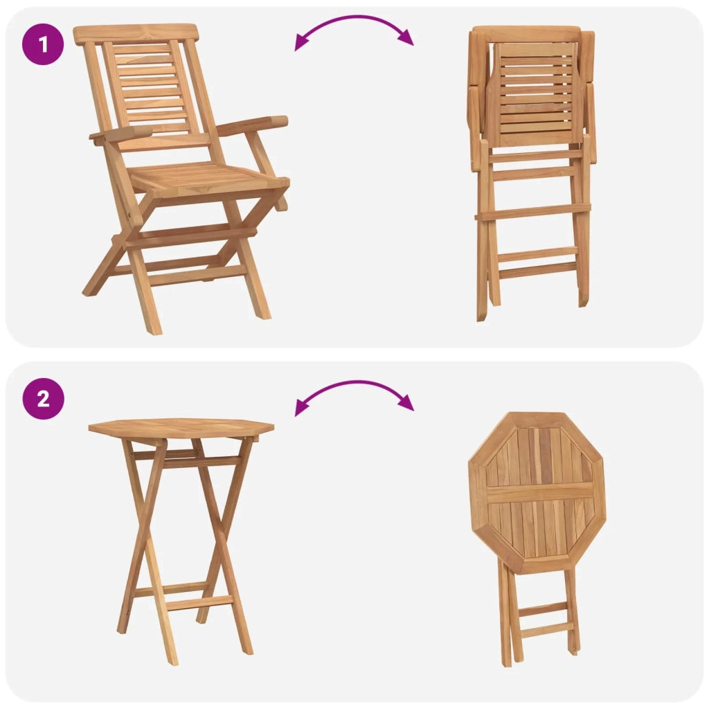Set da Giardino 3 pz Marrone Legno Teak Massello 3437396