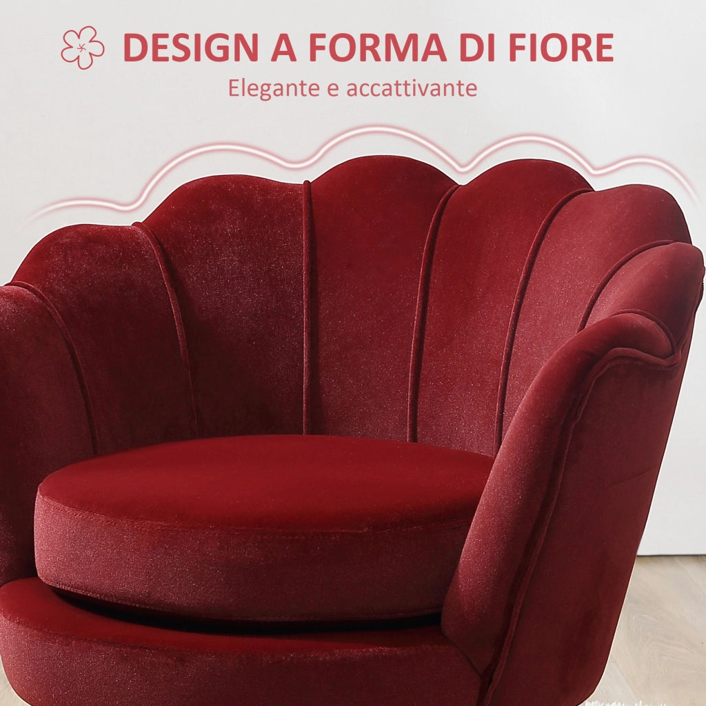 Poltrona Vintage ¨C zephmum ¨C Rosso Scuro, Tessuto, 76x67x74cm