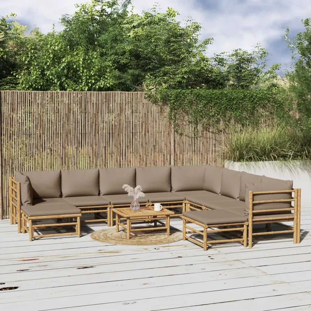 Set Salotto da Giardino 11pz con Cuscini Tortora BambÃ¹cod mxl 100299