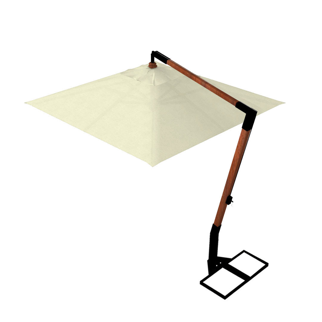 Ombrellone Decentrato da Giardino 2,2x2,2m Braccio in Legno Ecrù
