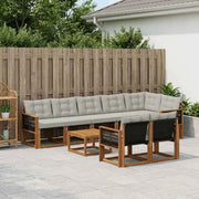 Set di divani da esterno 9 pz Naturale e Grigio Chiaro 3382047