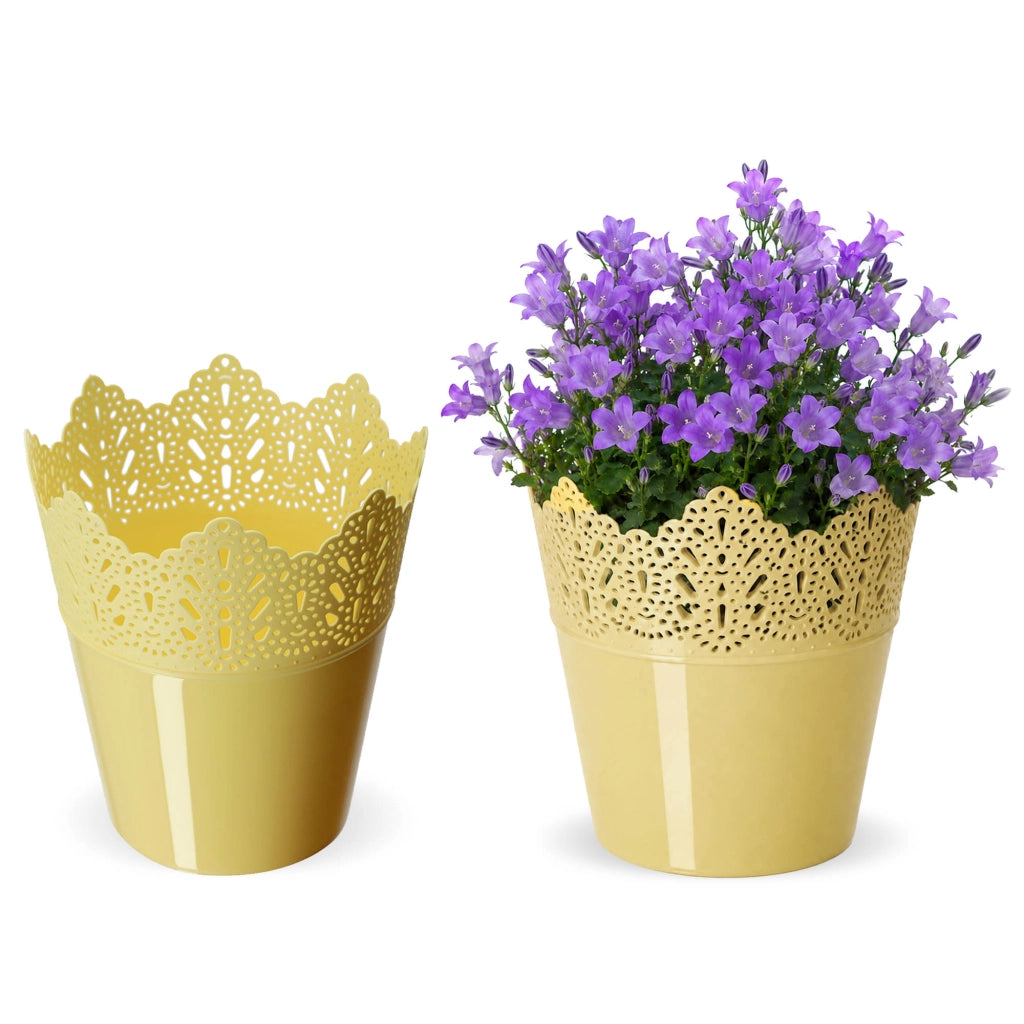 Vaso da fiori KADAX, vaso da fiori, coperchio, alto, in plastica, 12 cm, giallo