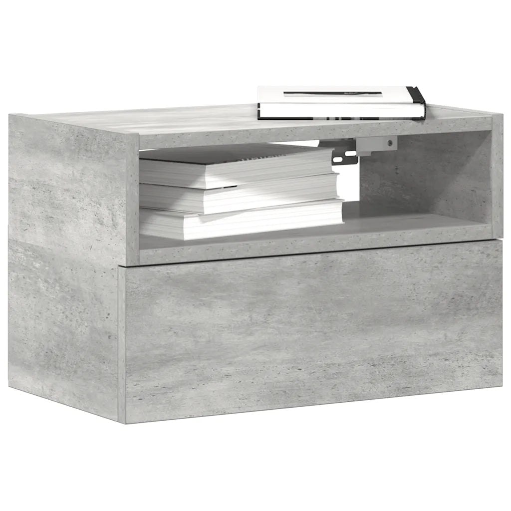 Comodino a Muro Grigio Cemento 45x26x28,5 cm
