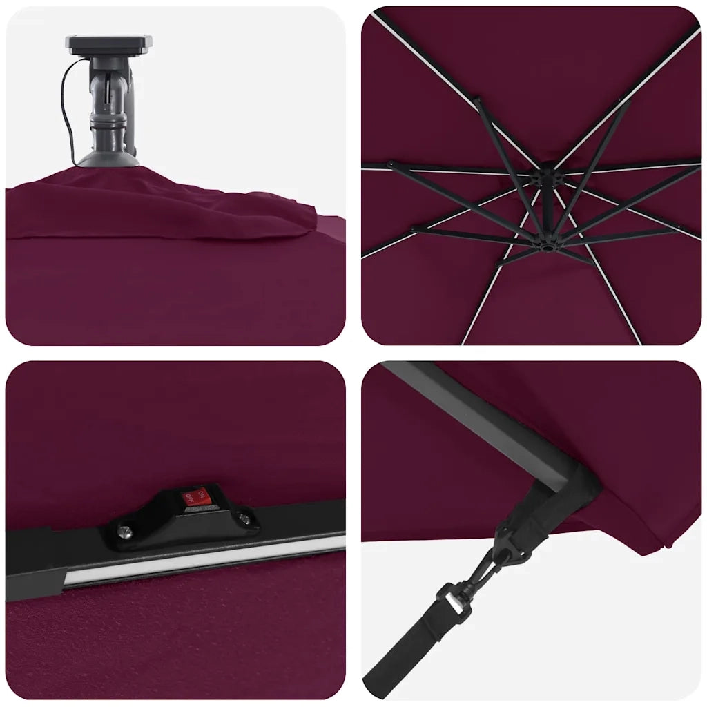Ombrellone-Ombrello da giardino balcone Rosso Bordeaux 294 x 294 x 248 cm