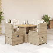 vidaXL Set da Pranzo da Giardino 5 pz con Cuscini Beige in Polyrattan