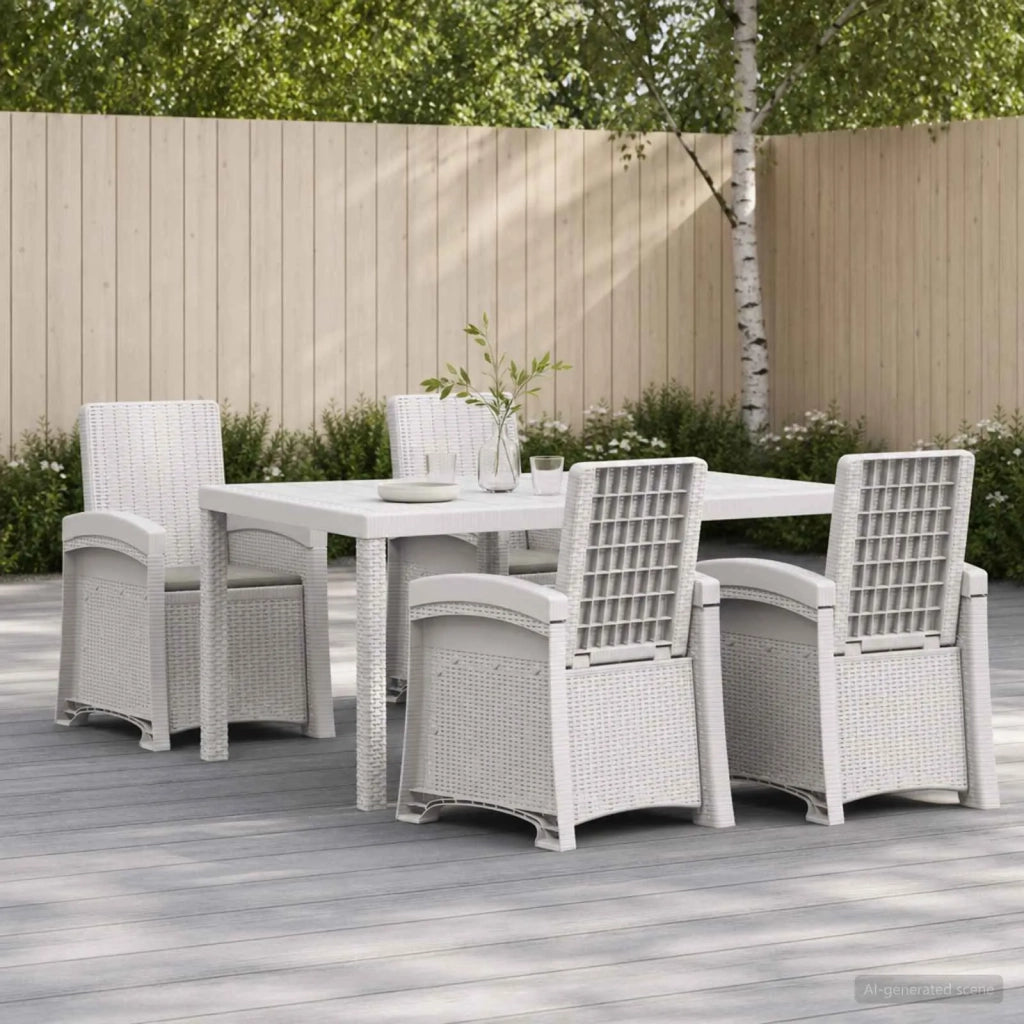 Set da Pranzo per Giardino 5 pz Bianco e Grigio Chiaro PP 3430130