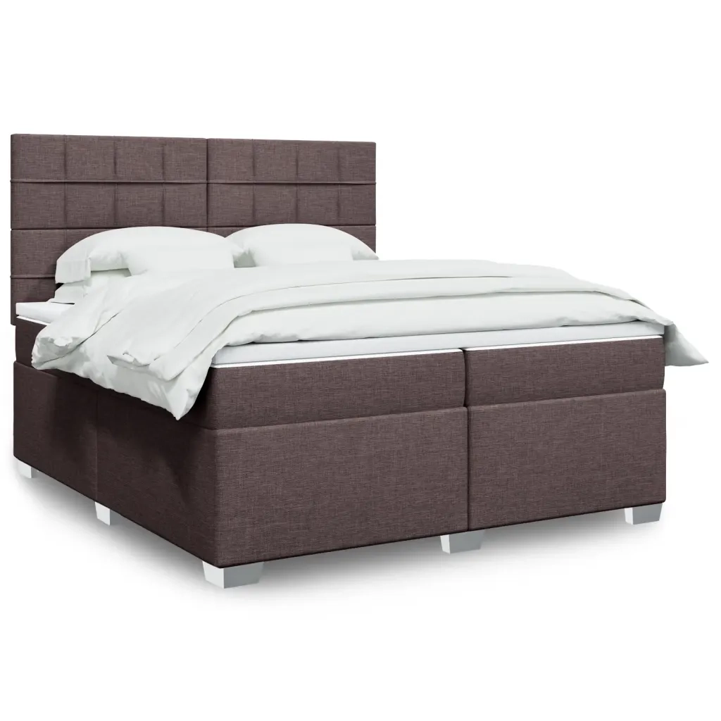 Giroletto a Molle con Materasso Marrone Scuro 200x200cm Tessuto 3290598