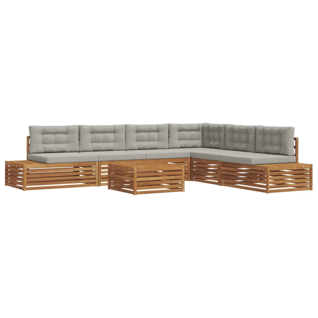 Set di divani da esterno 7 Pezzo Grigio Naturale e Chiaro