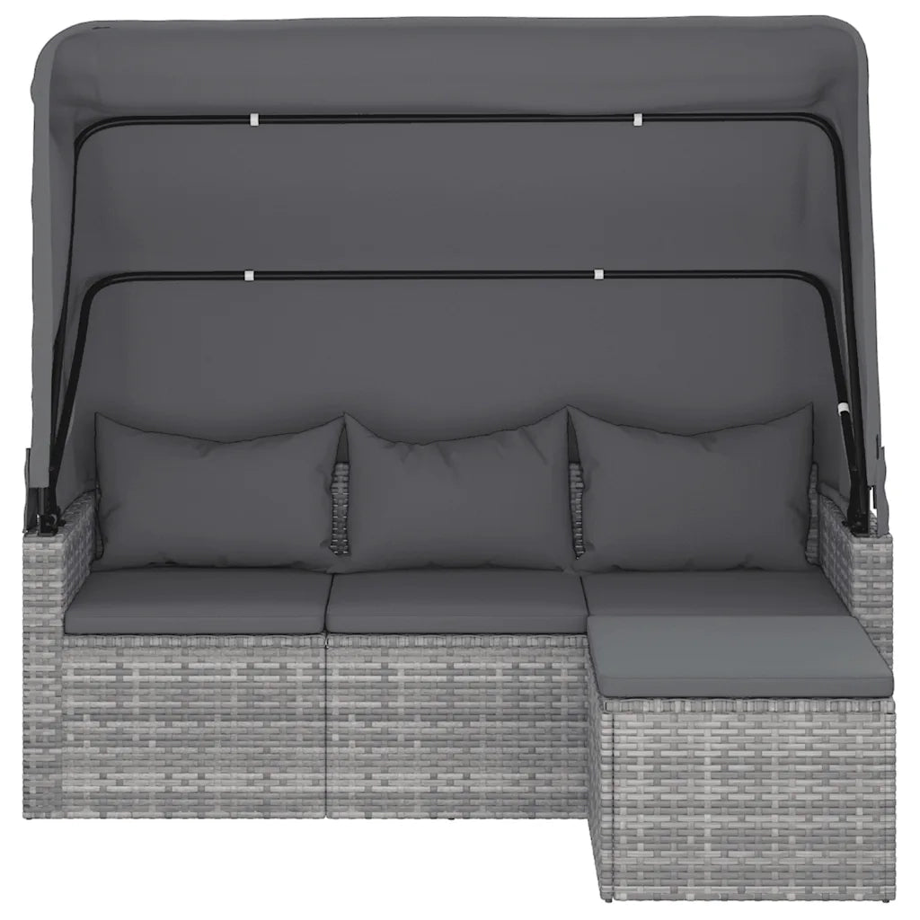 Divano Giardino 3 Posti Tetto e Poggiapiedi Grigio Polyrattancod mxl 95681