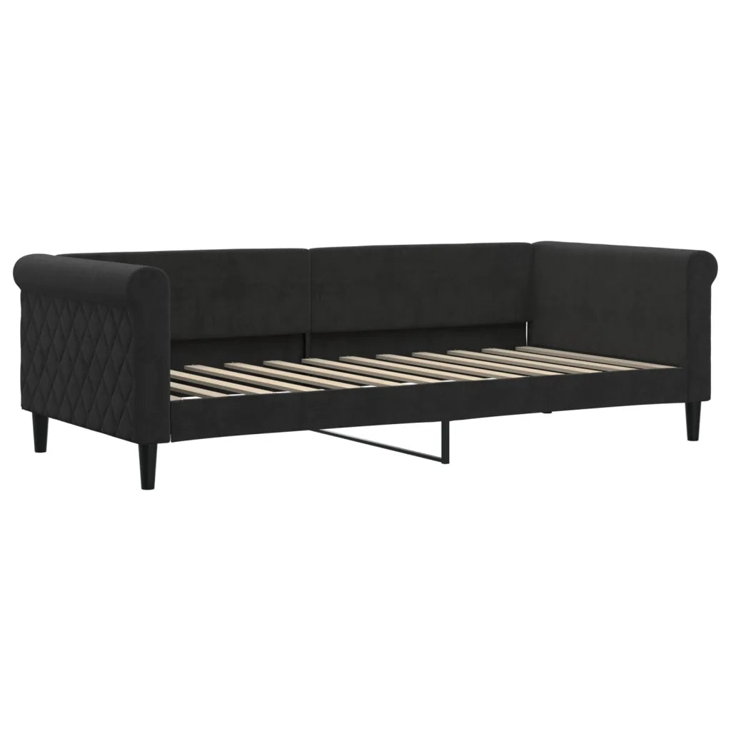 Divano Letto Estraibile con Cassetti Nero 90x200 cm in Velluto