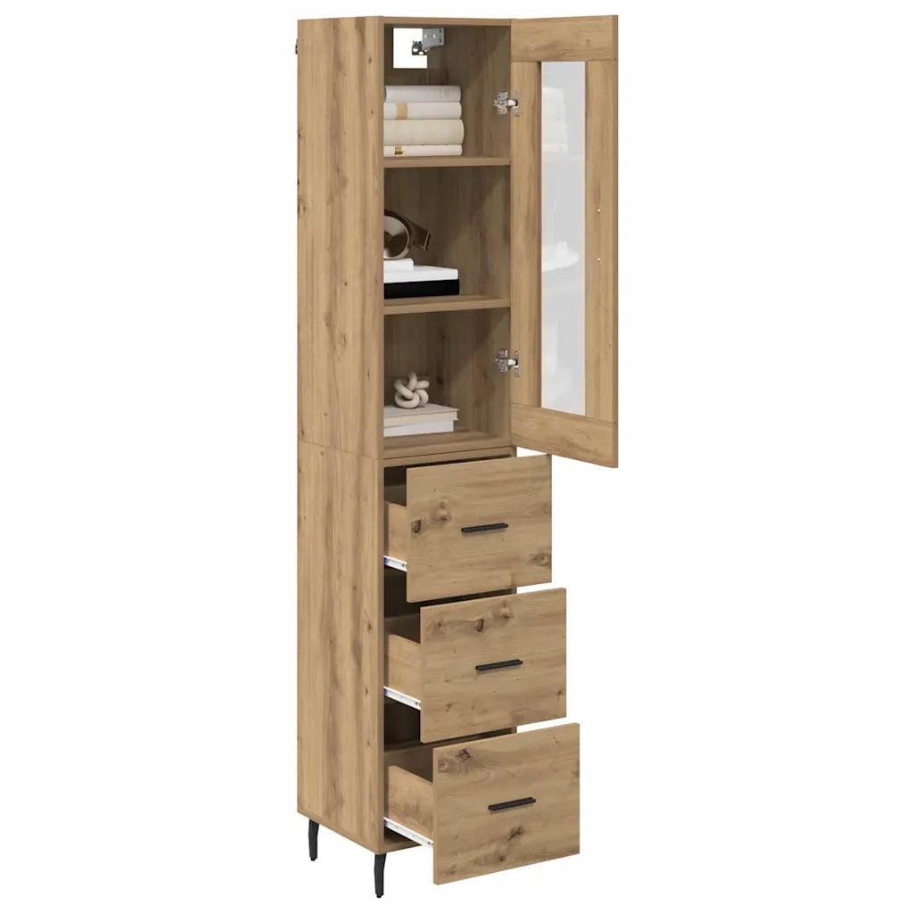 Credenza con cassetto Rovere artigianale 34,5 x 34 x 180 cm