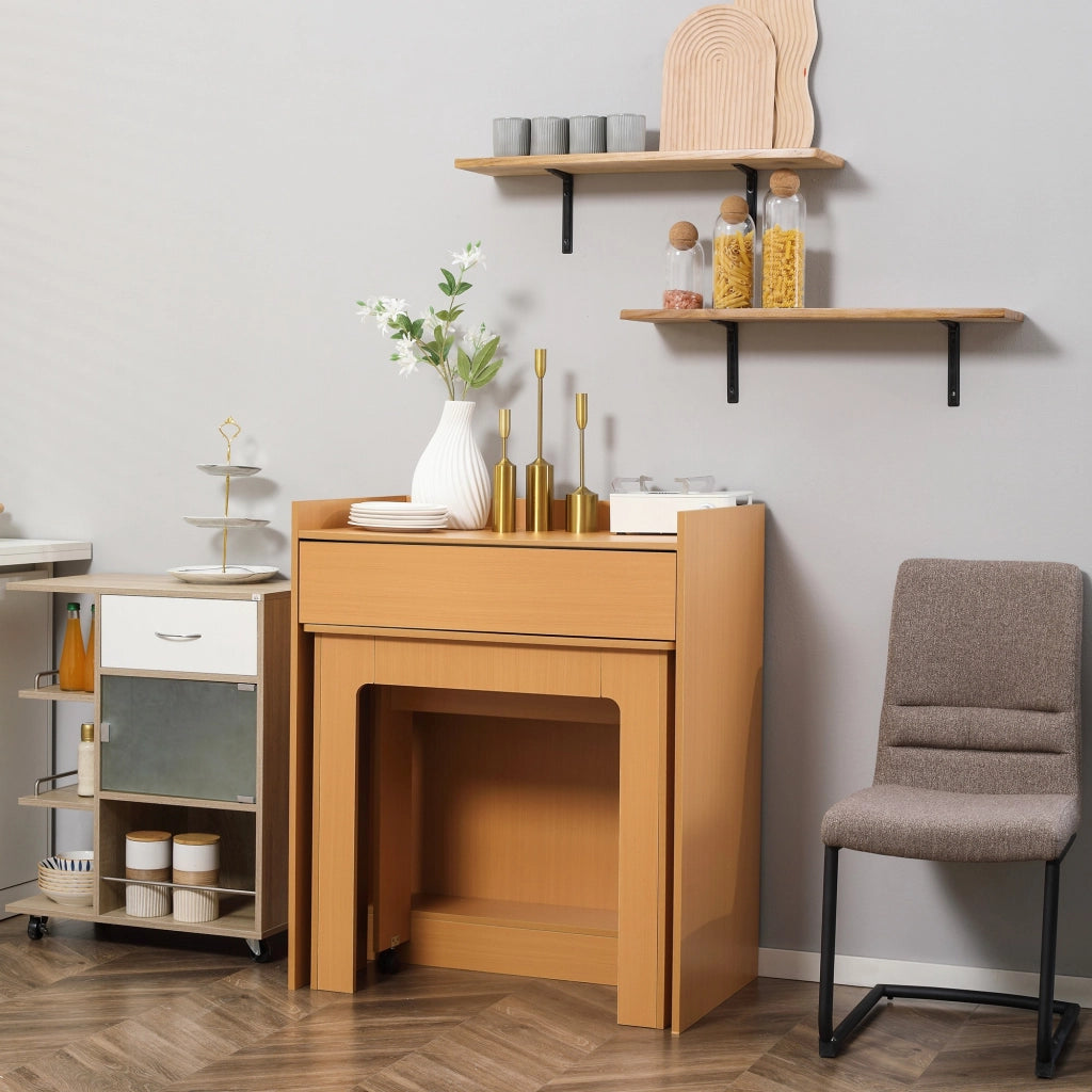 EasyComfort Tavolo Pieghevole da Pranzo max 5 Persone in Truciolato e Acciaio, 84x180x100 cm, color Legno