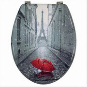Trade Shop - Copriwater Universale Legno Mdf Tavoletta Bagno Wc Stampa Parigi Ombrello 52966a -