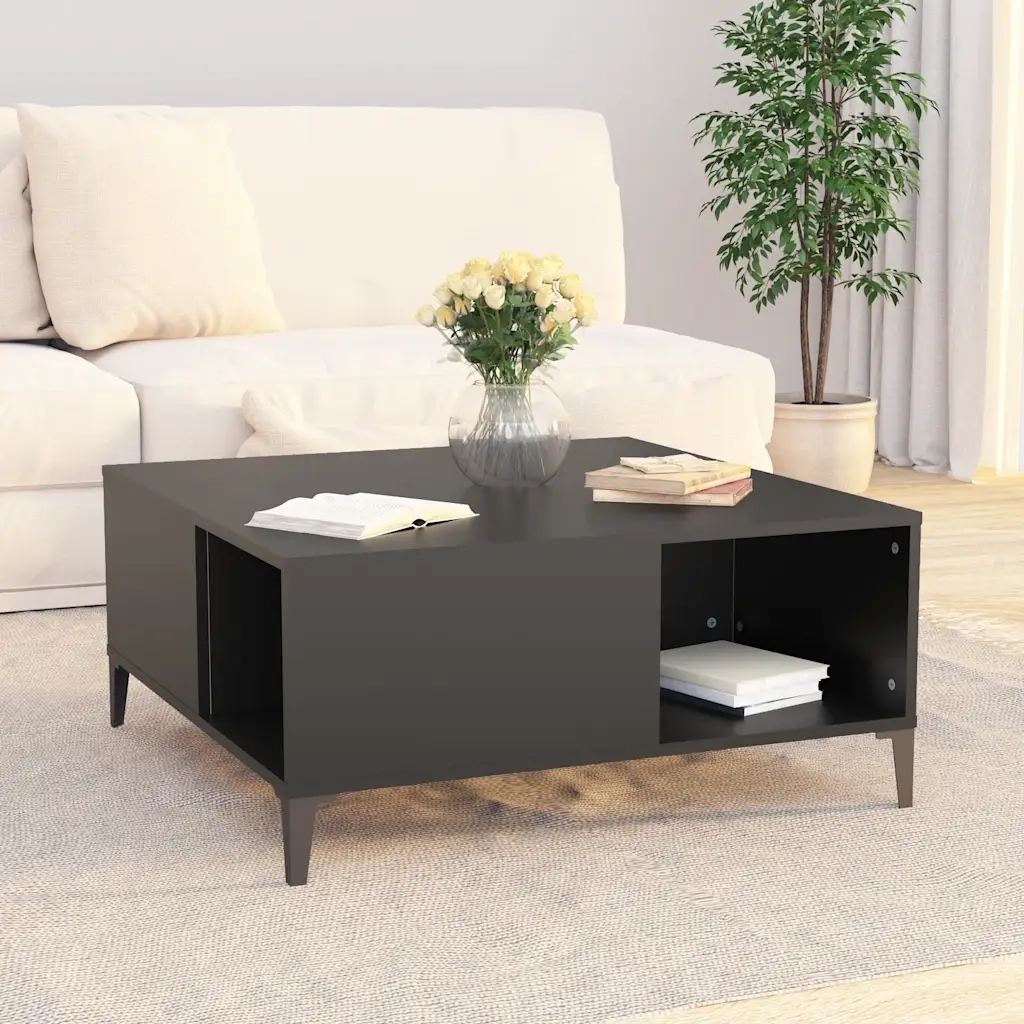 Tavolino da Salotto Nero 80x80x36,5 cm in Legno Multistrato 821101