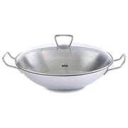 Fissler Padella Wok Kunming 36 cm Acciaio Inox con Coperchio in Vetro Induzione