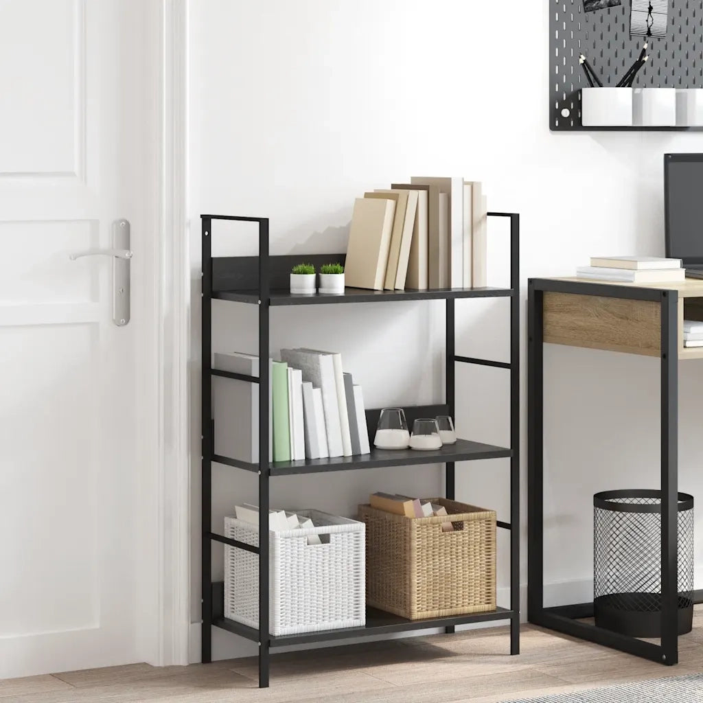 Scaffale Libri 3 Ripiani Nero 60x27,6x90,5 cm Legno Multistrato 288218