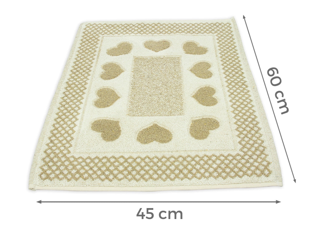 Tappeto Bagno Doccia Spugna Tappetino Assorbente Cotone Pelo Corto Mod. Love O.B - 45x60 - Beige