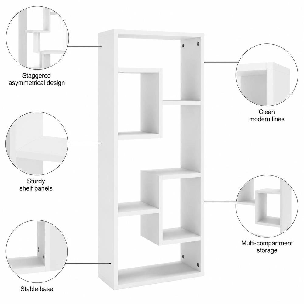 Wall Shelf White 36x16x90 Cm Wood Composite