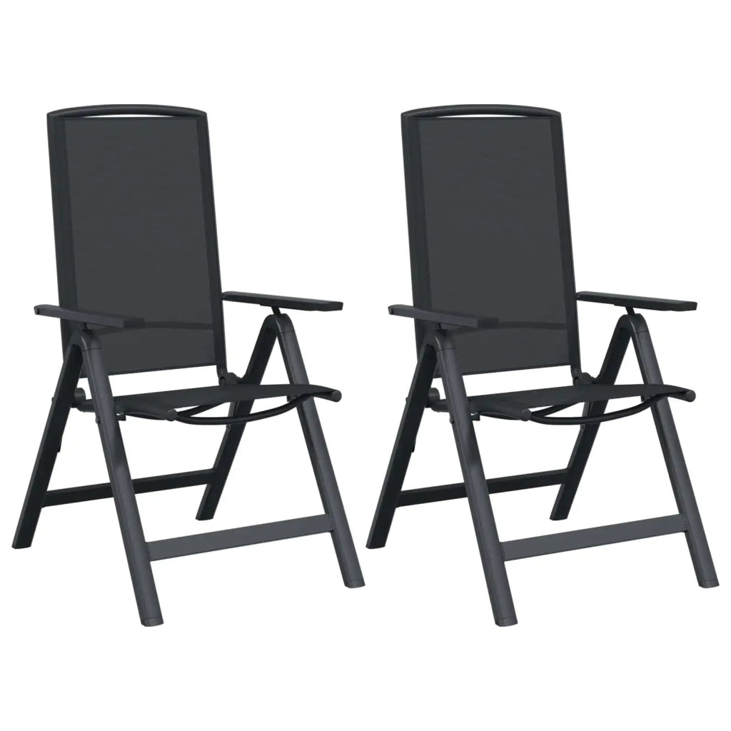 Sedie da giardino reclinabili 2 pcs Nero 58 x 71 x 112 cm