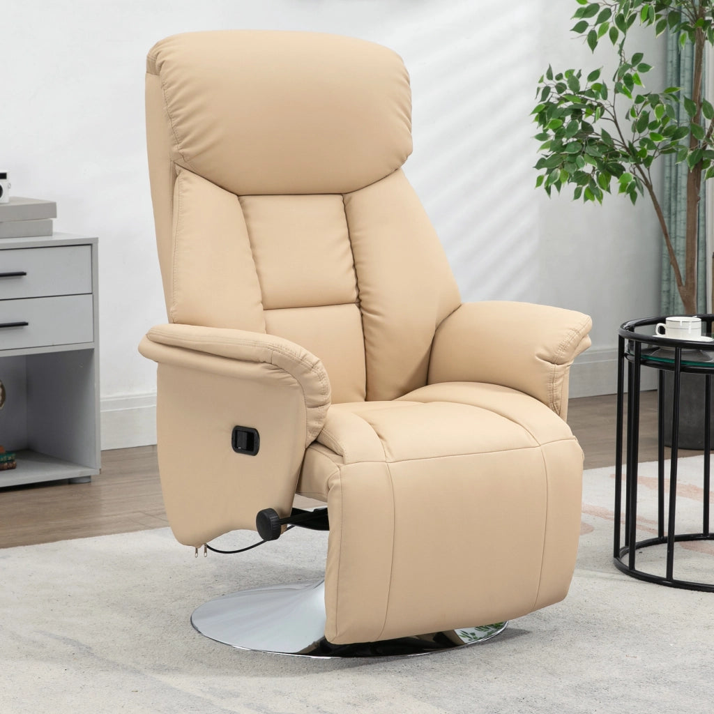 Poltrona Relax Massaggiante Reclinabile ¨C Zephmum ¨C Beige Similpelle 78x80x109