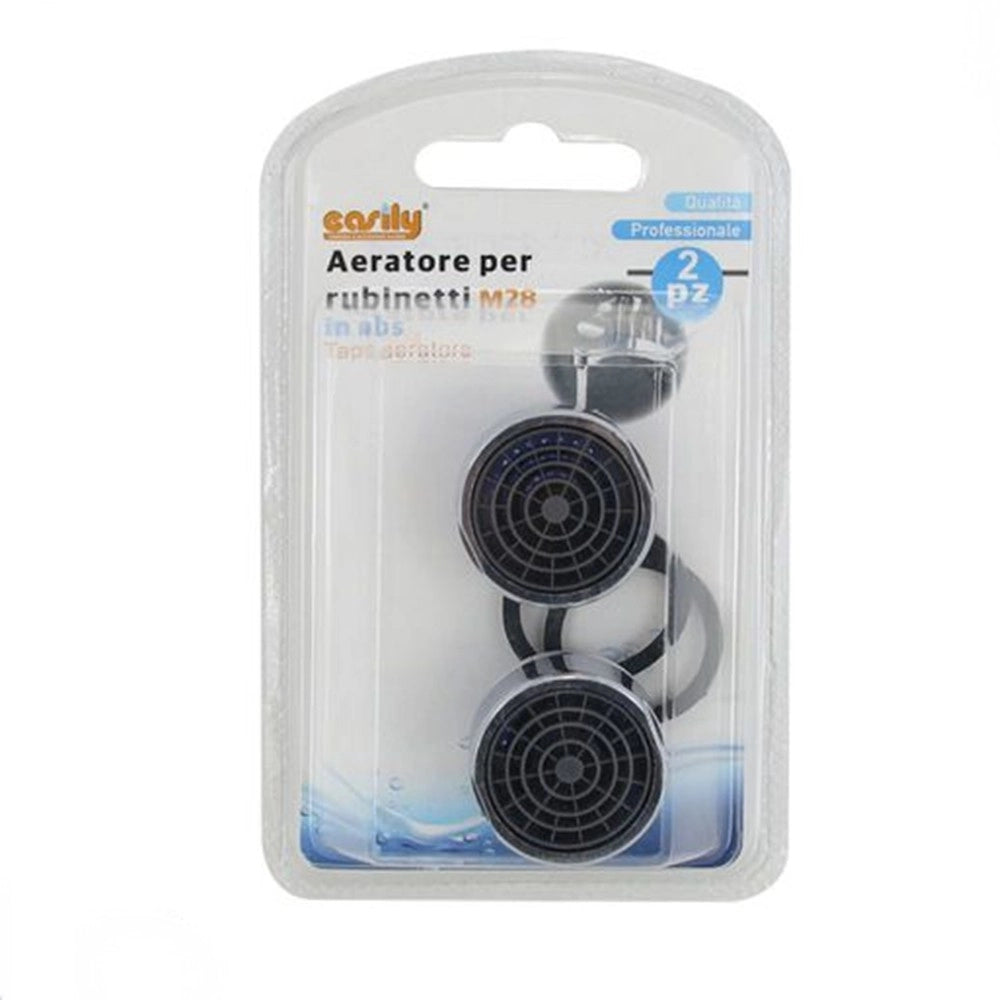 Trade Shop - Set 2pz Aeratore Per Rubinetti Filtri Abs 28 Mm Rompigetto M28 Guarnizioni 59037 -