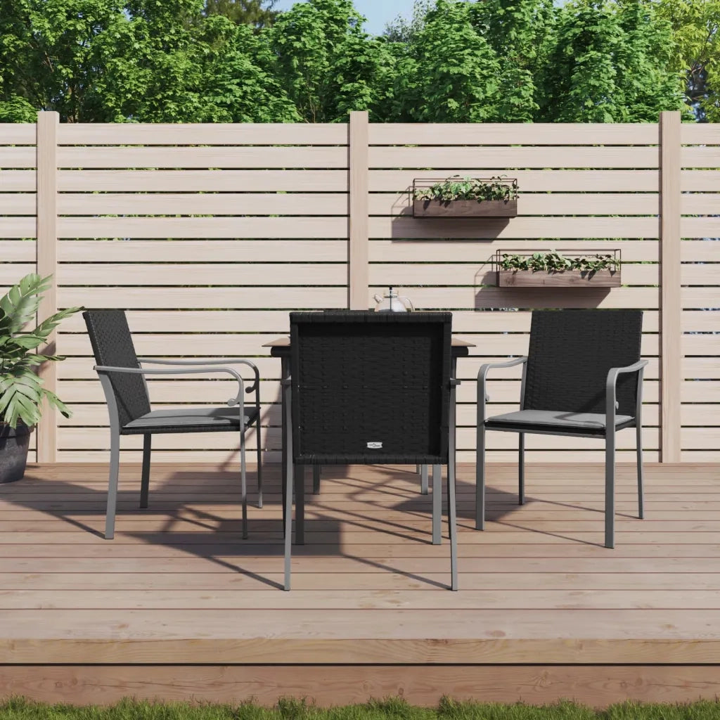 Set Pranzo da Giardino 5pz con Cuscini in Polyrattan e Acciaio 3186940