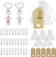 Regali di benvenuto per matrimonio - sacchetto di organza con hanger in cartone - protezione angeli custodi per i regali degli ospiti - decorazione per comunioni e battesimi con cristallo.