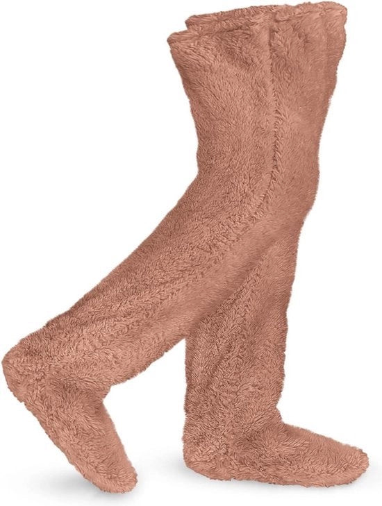 Sokkine calde per donne - calzettoni lunghi per gambe - calzettoni morbidi per piedi - Marrone Uno taglia.