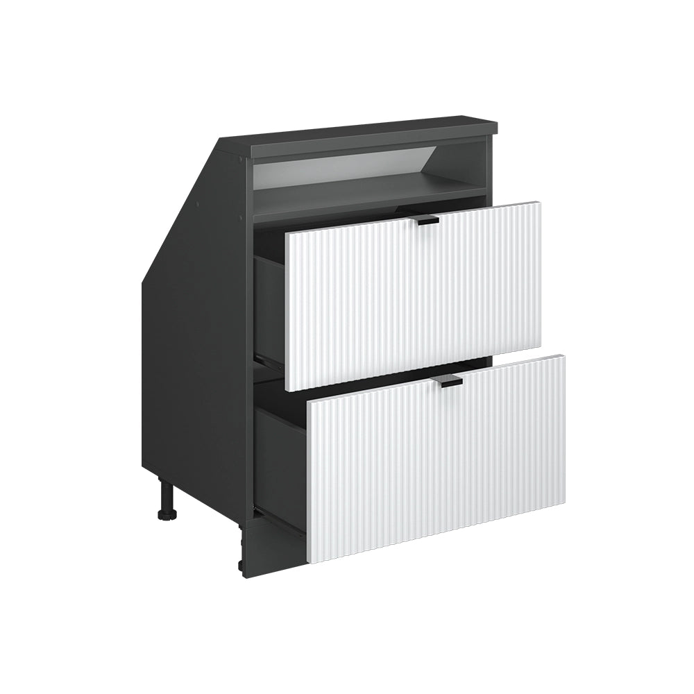 Mobile cucina sottotetto R-Line Ondulazione bianca/Antracite 60 cm con 2 cassetti Vicco