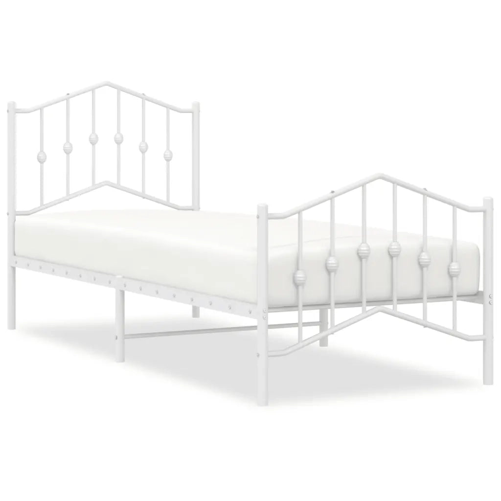 Giroletto con Testiera e Pediera Metallo Bianco 80x200 cmcod mxl 132237