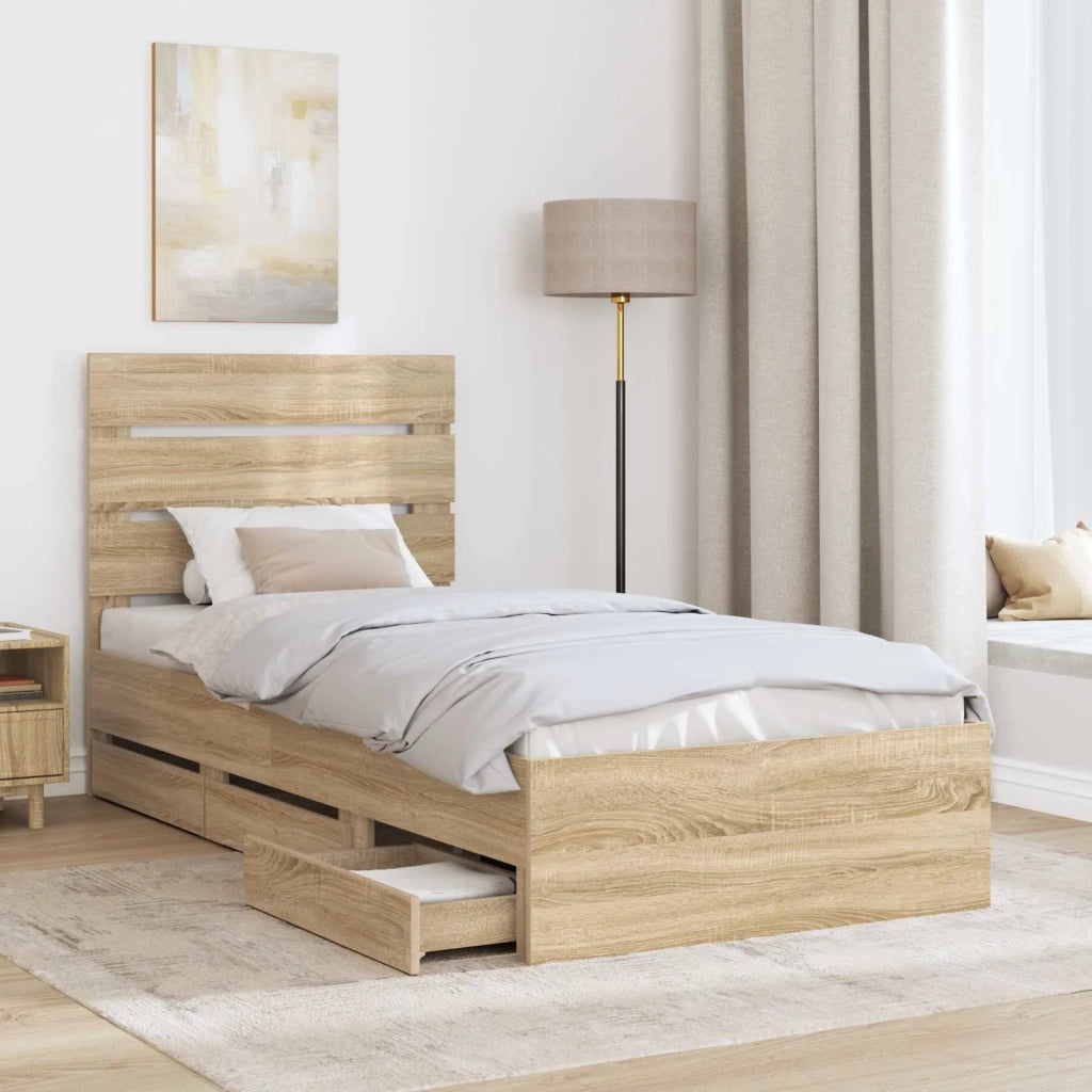 Struttura del letto con cassetto Rovere Sonoma 90 x 200 cm 3411859
