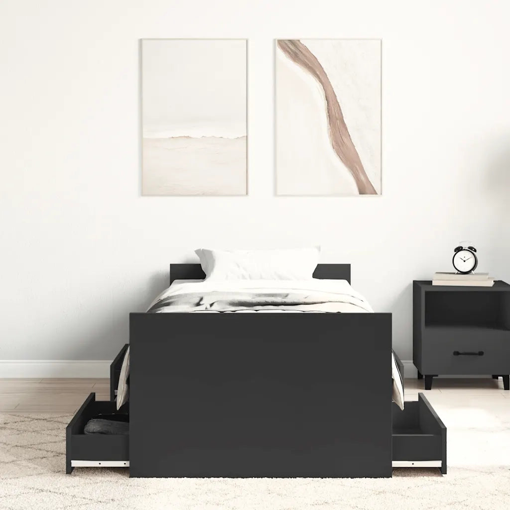 Giroletto con Testiera e Pediera Nero 100x200 cm