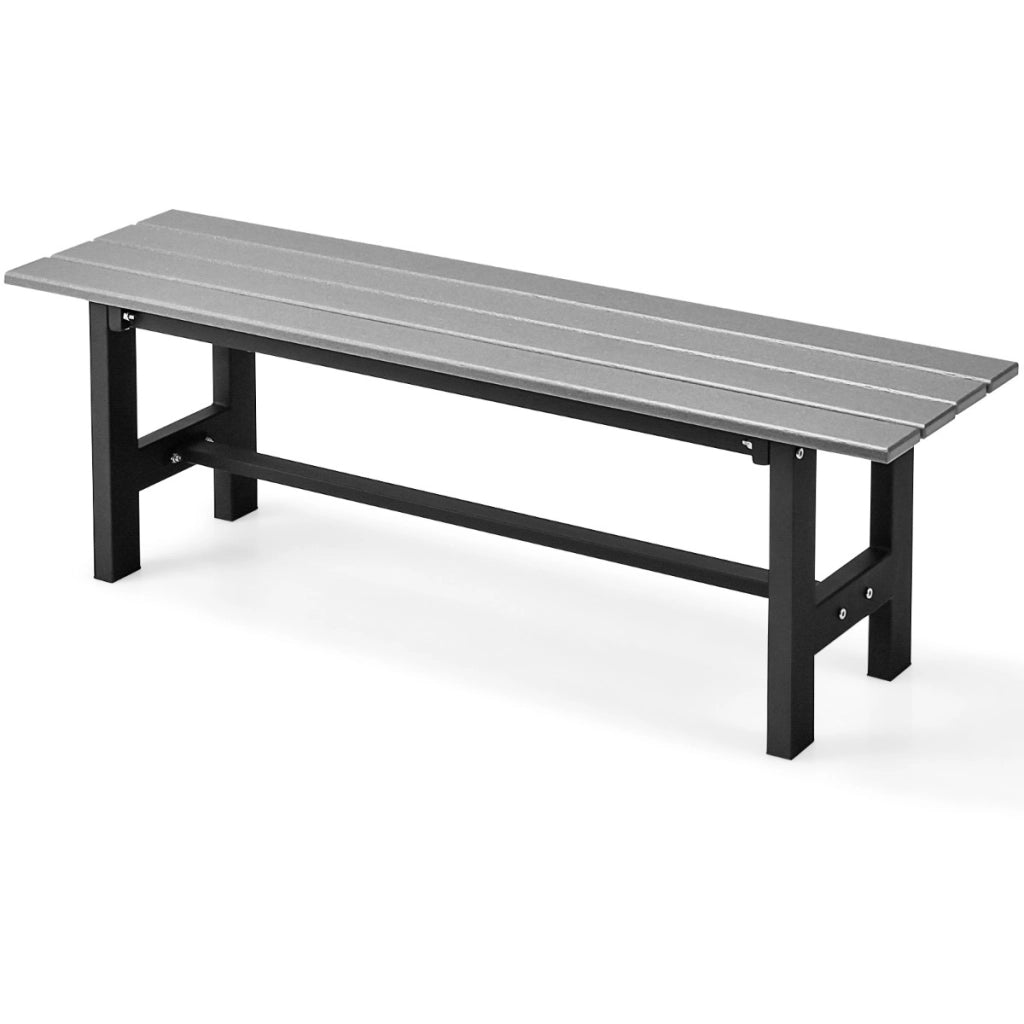 Panca da esterno 2 posti 120cm con sedile a doghe telaio in metallo, Panca giardino verniciato a polvere Grigio-Panchine