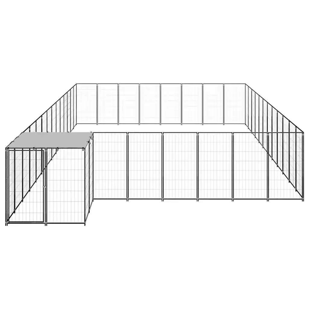 Gabbia per Cani Nera 30,25 m² in Acciaio 3082230