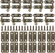 Fermo Antico - Chiusura a gancio retro per cassetti in legno decorativi con 10 ganci di chiusura e 12 cerniere