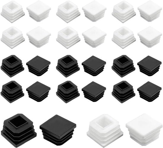 28 pezzi di stecchi quadrati in plastica, 25 mm di diametro, capi interni a rilievo, coperture interne in materiale anti-slip, boccette per tubi per tavoli e sedie