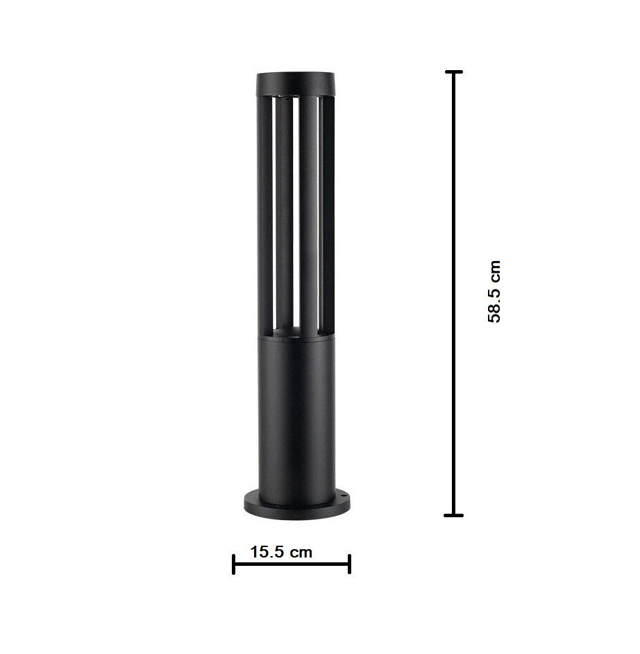 LAMPIONE PALO DA GIARDINO A LED IP65 ILLUMINAZIONE DA ESTERNO PERCORSI VIALETTI PRATO 15W NERO LUCE CALDA