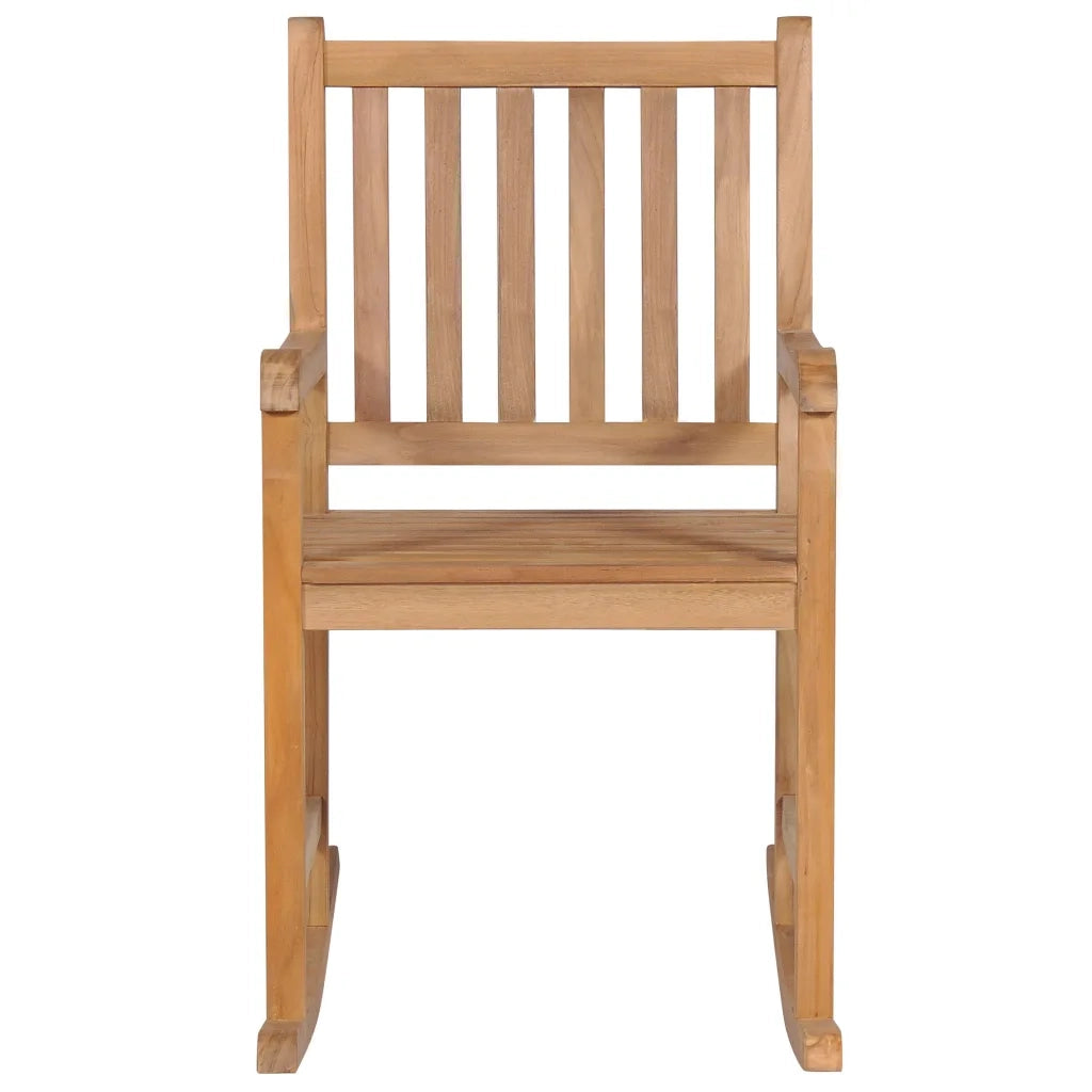 Sedia a Dondolo con Cuscino Bianco Crema in Legno di Teak 3062774