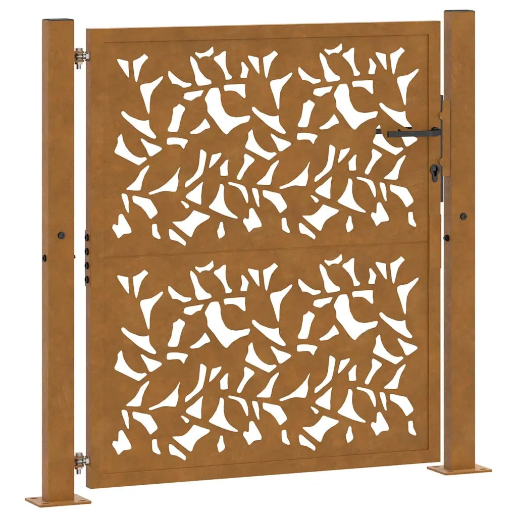 vidaXL Cancello da Giardino 105x105 cm Acciaio Corten Design a Foglia