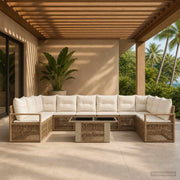 Set Divano da Giardino 11 pz Beige e Bianco Crema polyrattan 3437148