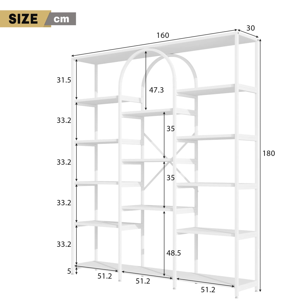 Libreria Scaffale con Ripiani ¨C MINIMAL ¨C Bianco, Metallo e MDF, 160x30x180