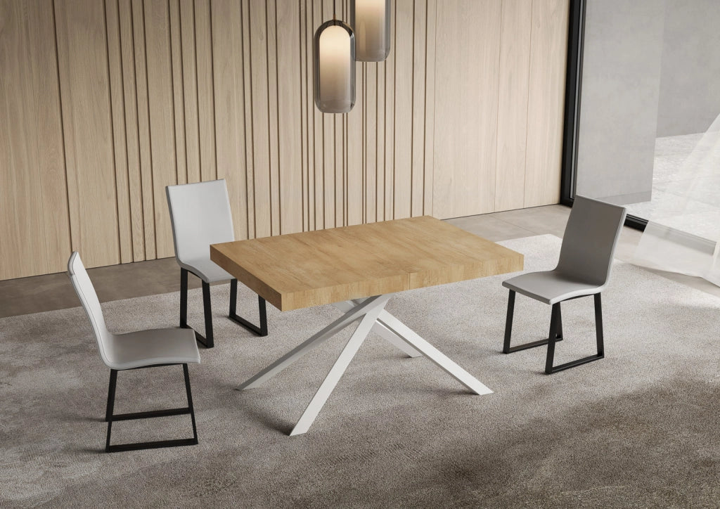 Tavolo allungabile 90x140/244 cm Niketis quercia natura gambe bianche