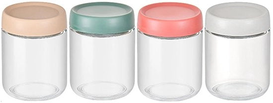 Set di contenitori per Overnight Oatmeal - 500 ml - Adatto per preparazione di pasti e pic nic - Set da 4