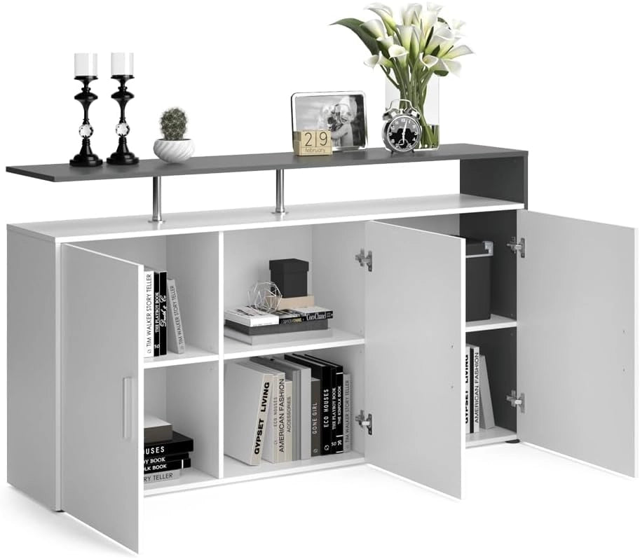 Credenza Amato, Bianco/antracite, 35 x 91.6 cm, per la conservazione di abbigliamento e oggetti per la casa